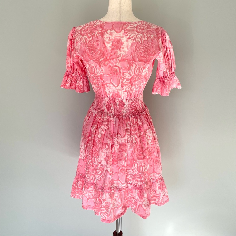 LILBELLE Pink Floral Elastic Waist Mini Shirt Dress - Picture 3 of 6